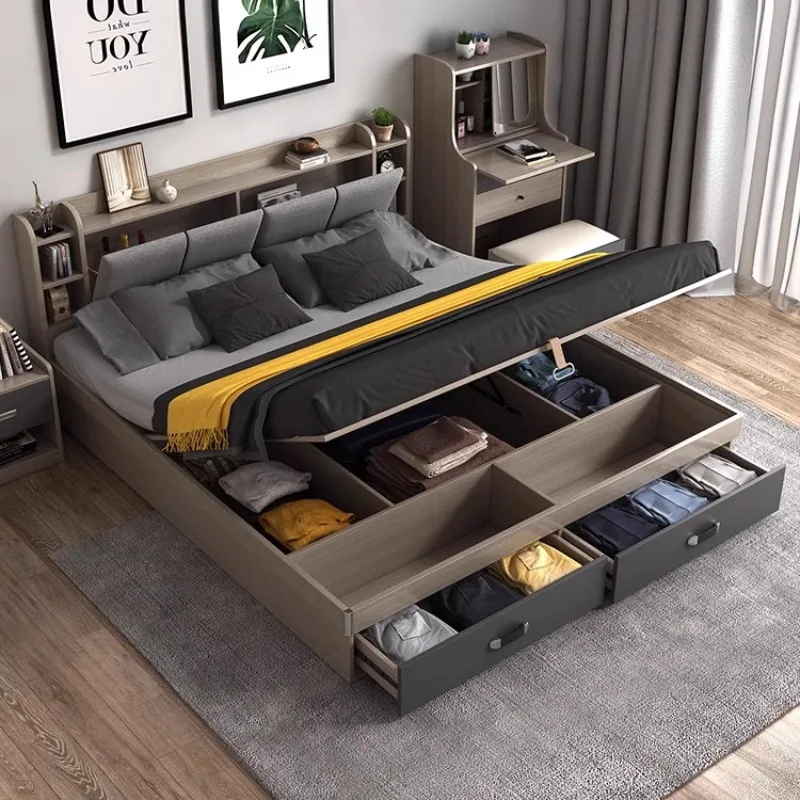 Unique Bedroom Bed Aesthetic Modern Girls Storage Luxury Bed Lounge Sleeping Headboard Letto Matrimoniale Home Accessories