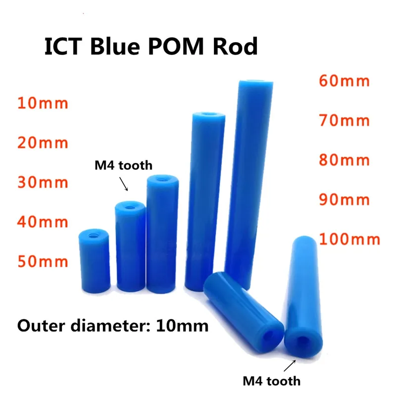 

10PCS10x10/20/30/40/50/60/70mm PCB Test Fixture Parts Board POM Pressure Rod Blue