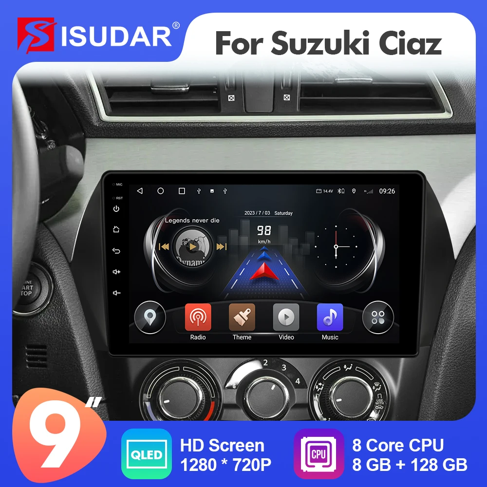 

9 Inch Isudar Android 12 Car Multimedia Radio For Suzuki Ciaz 2016-2018 Carplay Auto Stereo Player No 2din