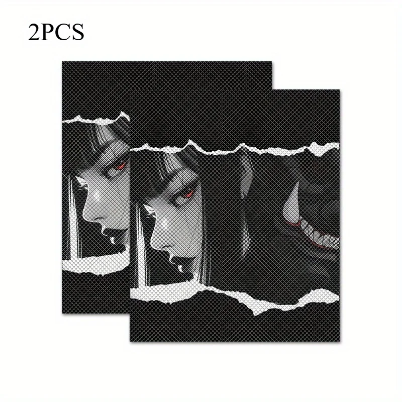 2Pcs Torn Paper Anime Girl Handlebar Vinyl Stickers, Waterproof Weatherproof Decals for Motorcycle Scooter & Bike Handle Decor