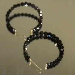 Light luxury C-shape Black Crystal Hoop Earrings Fashion Large Circle Geometric Earrings Women Elegant Jewelry Gifts Wholesale