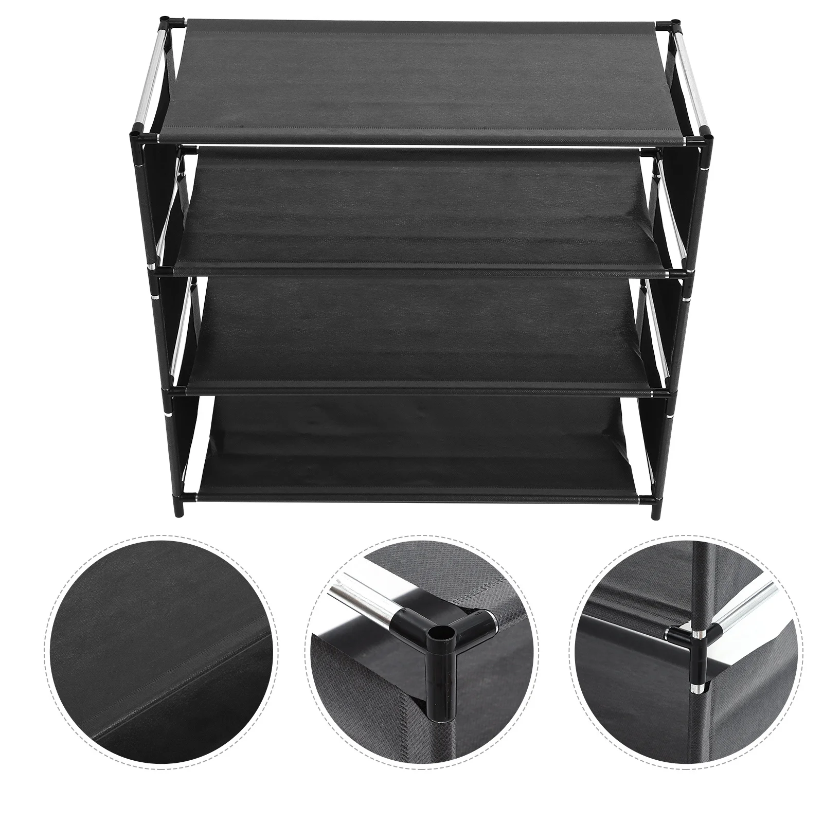 

Multi-Layer Dustproof Shoe Rack 4-Layer Lightweight Steel Tube Shoes Organizer Space Saving Storage Shelf for Entryway Dorm Room