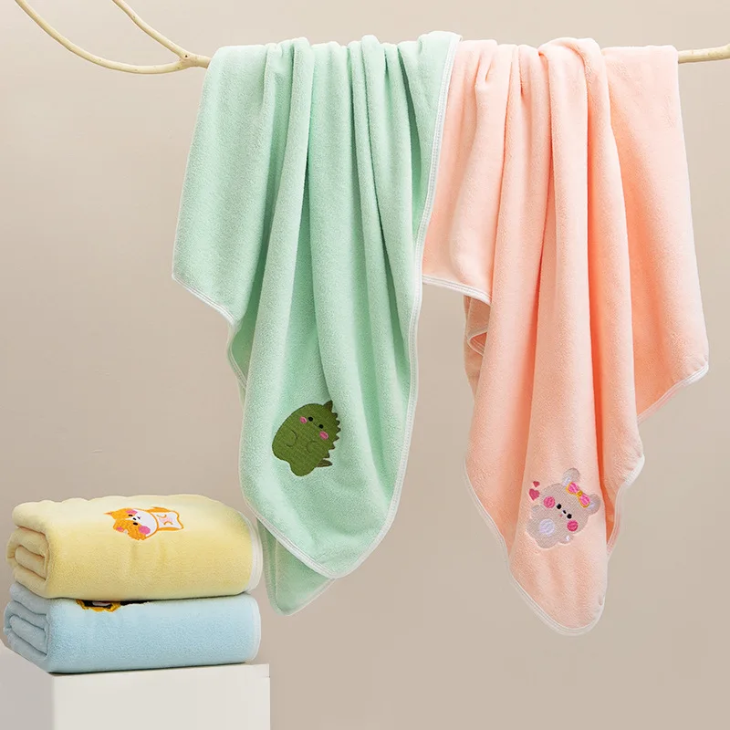 Kid Comfortable and Soft Baby Coral Fleece Bath Towel Infant Strong Water Absorption Cartoon Bath Towel Baby Bath Products