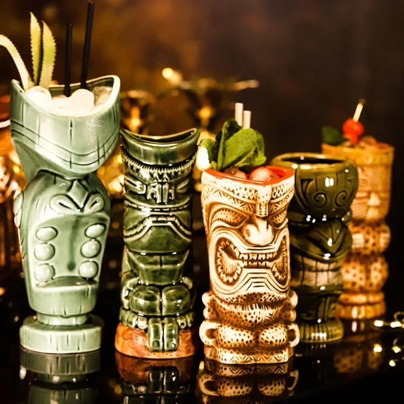 Ceramic Bar Hawaii Tiki Mugs,Cocktail Beer Glass,Martini Glasses,Beverage Mugs,Creative Funny Cup,Coffee Cups,Home Decor Gift