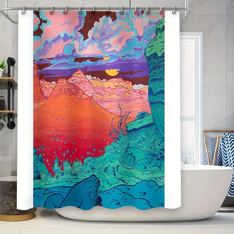 

Bohemian Desert Sunset Shower Curtain Nature Landscape Scenic Backdrop Bathroom Decor Artistic Modern Home Textile Wall Hanging