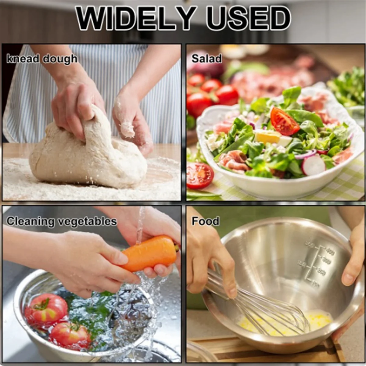 Stainless Steel Mixing Bowl Set Multipurpose Soup Basin 5 Sizes Space Saving Nesting Bowls Set-T33C