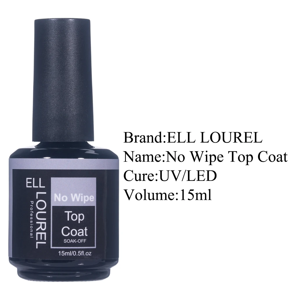 ELL LOUREL-esmalte de Gel UV Permanente, barniz de cristal templado, función de capa superior, geles brillantes, acabado de Arte de uñas, 15ML