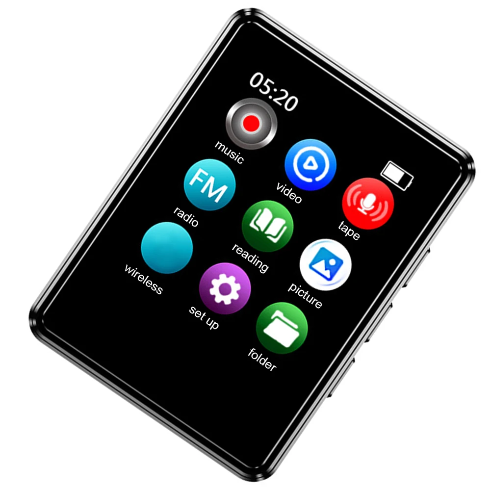 مشغل صوت رقمي MP3/MP4 متوافق مع مشغل بلوتوث بشاشة لمس كاملة ومكبر صوت مدمج بسعة 128 جيجابايت مع مسجل صوت للكتاب الإلكتروني