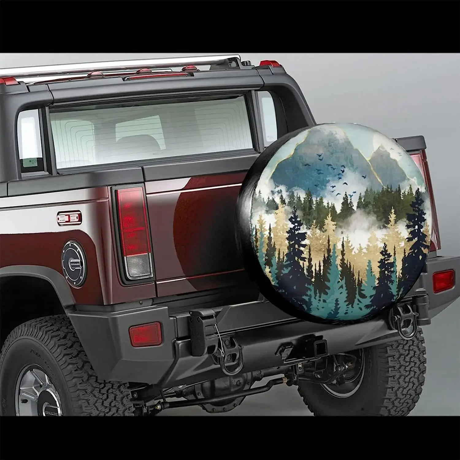 Abstract Mountain Forest Landscape Spare Tire Cover Weatherproof Dust-Proof Tire Covers Fit for RV Truck SUV Motorhome Travel