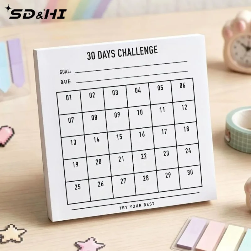30 Days Challenge Habit Tracker Notebook, Daily Task Checklist Memo Pad, Scrapbook Collage Card Productivity Planning Tool