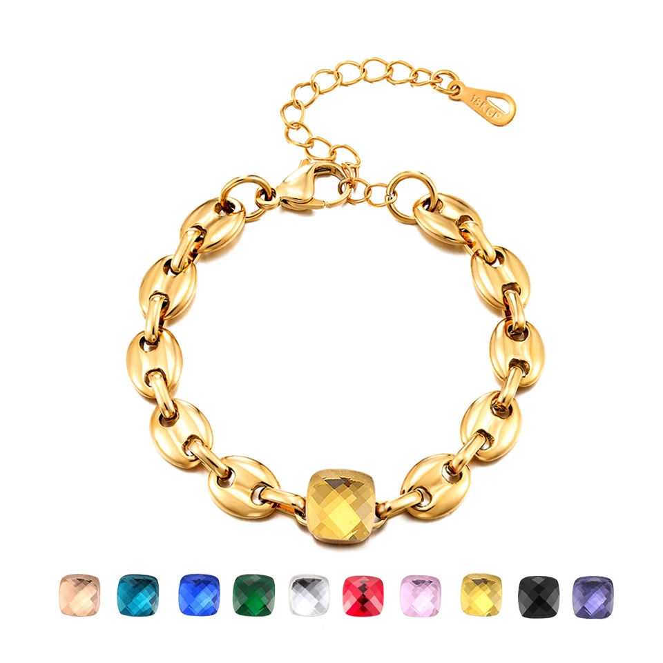 Classic Design Stainless Steel Multicolor Crystal Bracelet For Women Gold Charm Jewelry 18 K Bracelets & Bangles Pulsera Mujer