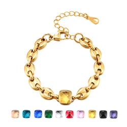 Classic Design Stainless Steel Multicolor Crystal Bracelet For Women Gold Charm Jewelry 18 K Bracelets & Bangles Pulsera Mujer