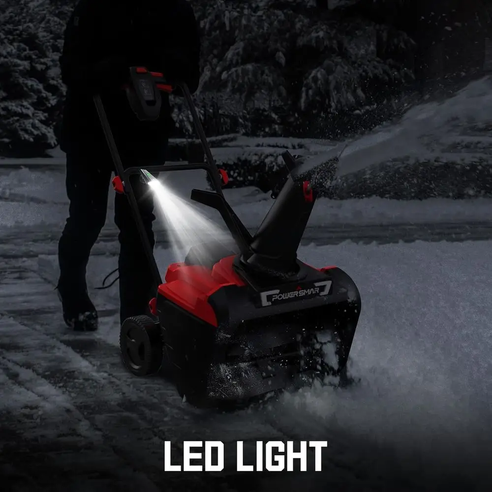 21" Electric Snow Blower,15 Amp Motor, 2100 RPM, 30 ft Throwing Distance, LED Light for Enhanced Visibility, Corded Design