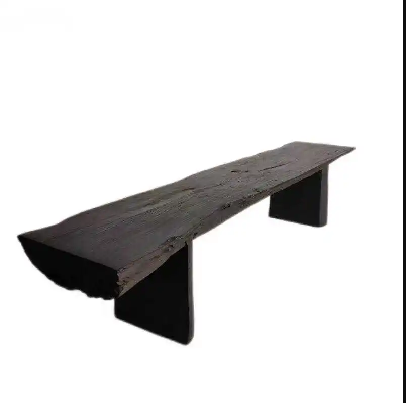 Wabi Sandy Wind Solid Wood Bench Log Carbonized Homestay Leisure Outdoor Bench Vintage Coffee Table Bedside
