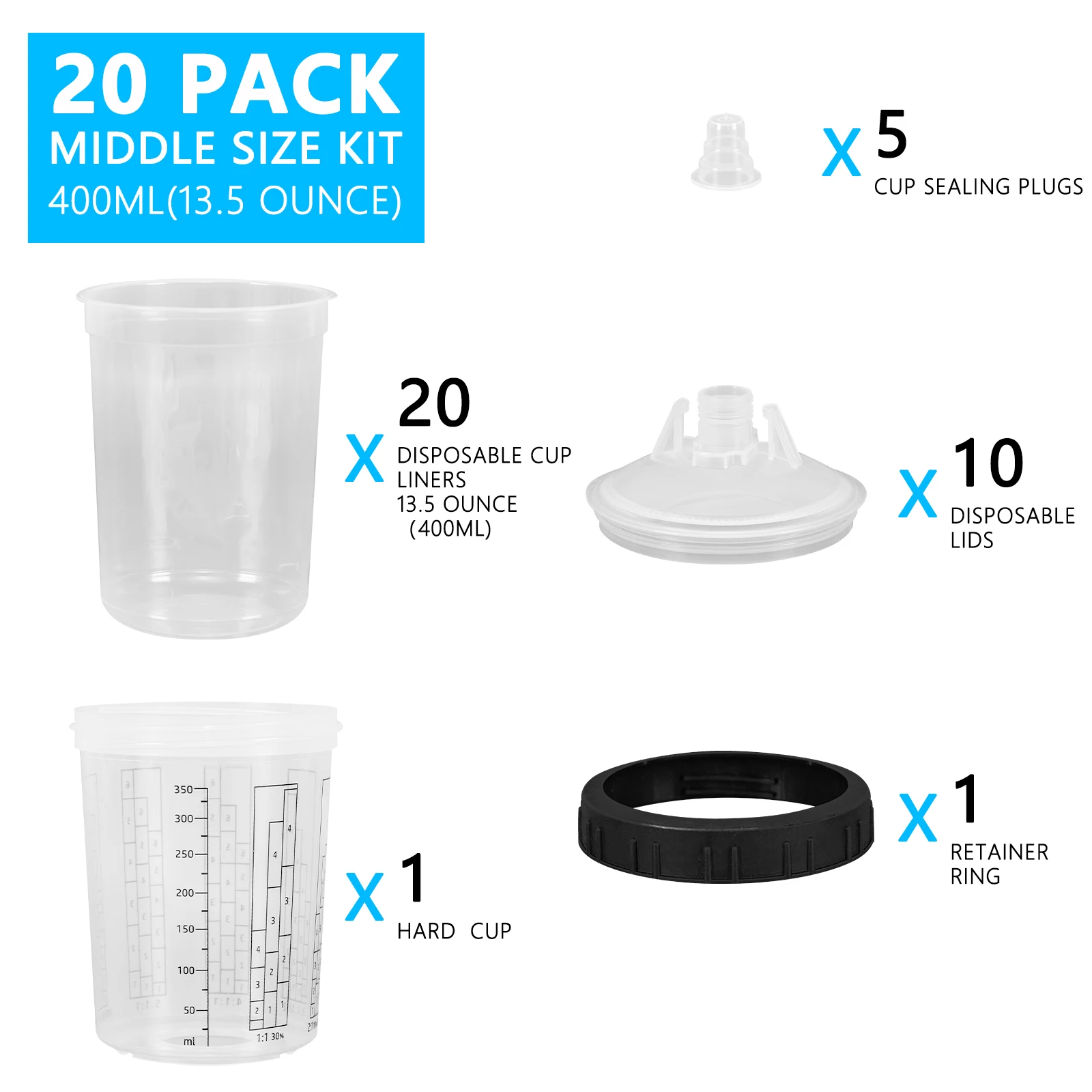 

Spray Gun Paint Tank Spray Gun Mixing Plastic Cup 400ml Disposable Measuring Cup Type Spray Cup Set Paint Adapter Quick Cup
