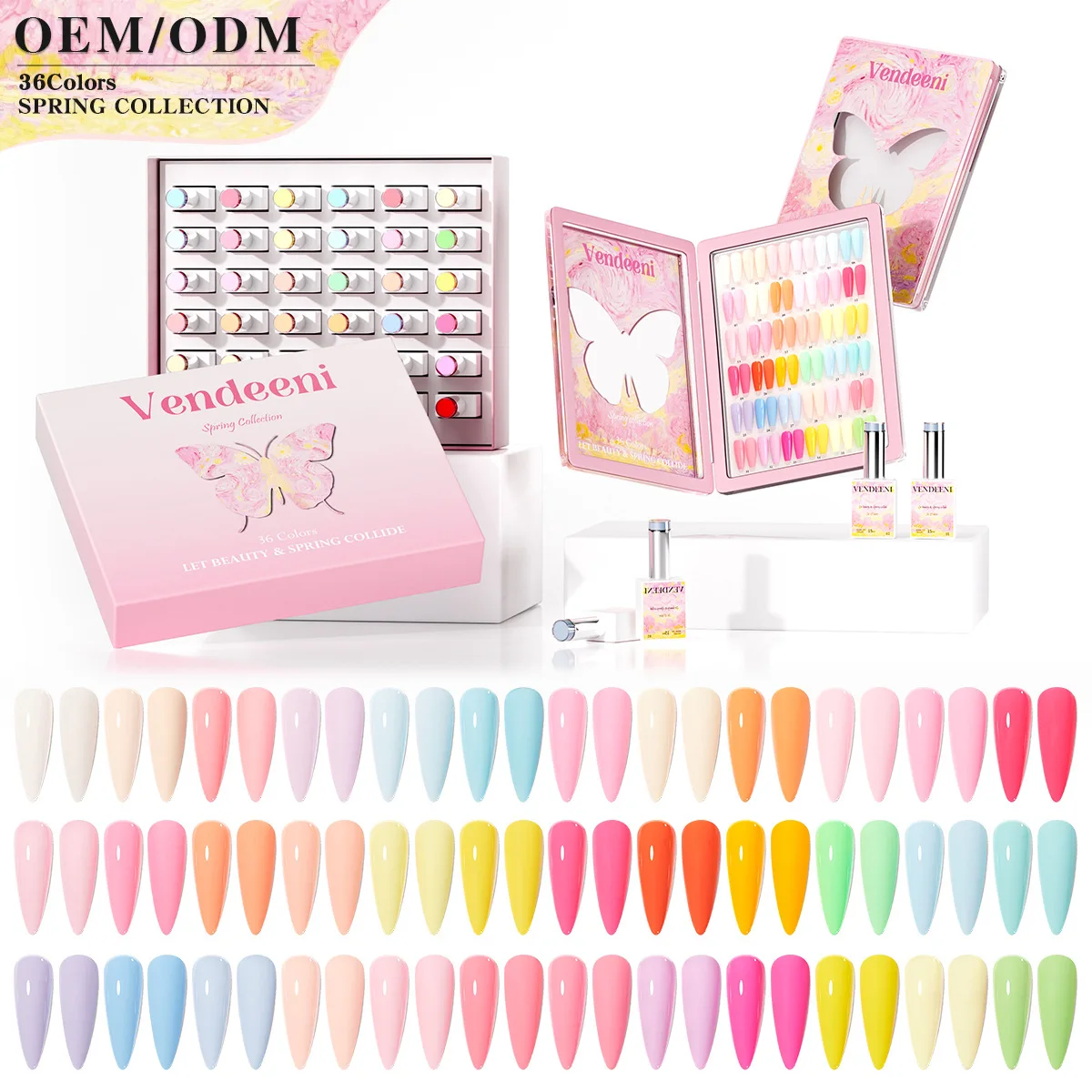 Eleanuos Four Season Pink 36pcs 15ml Gel Polish Set With Color Book Neon Gel Polish UV LED Gel Lacquer Summer Rainbow Gel Set