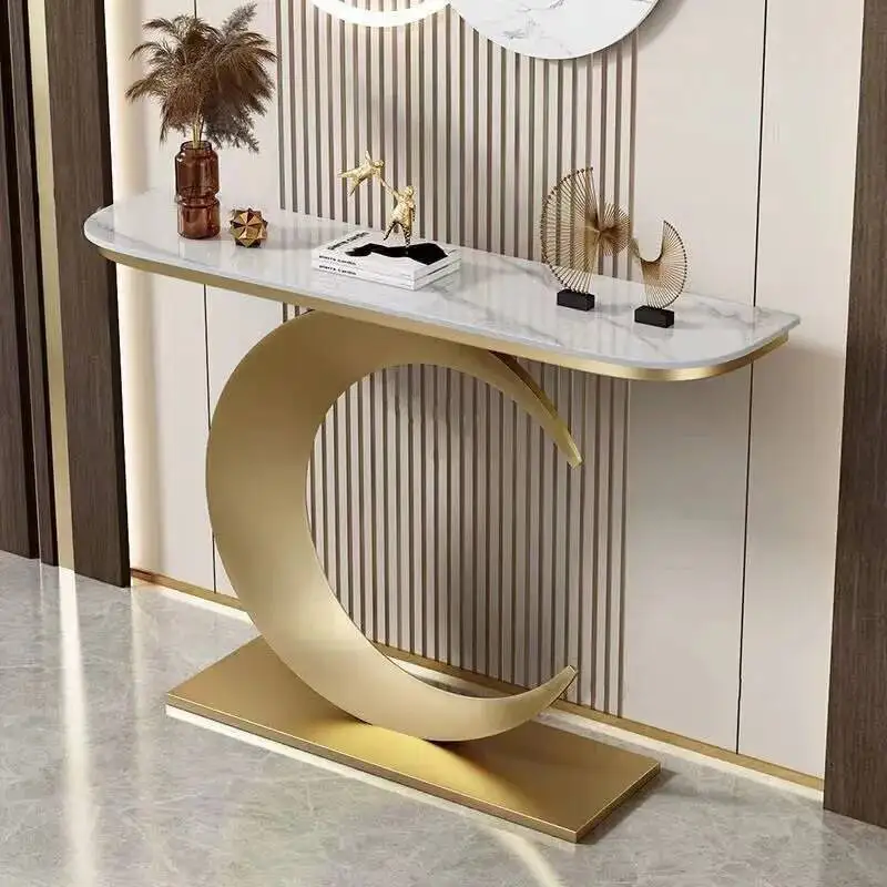

Slate Entrance Console Tables Light Luxury Home Living Room Furniture Italian-style Creative Wrought Iron Decorative Porch Table