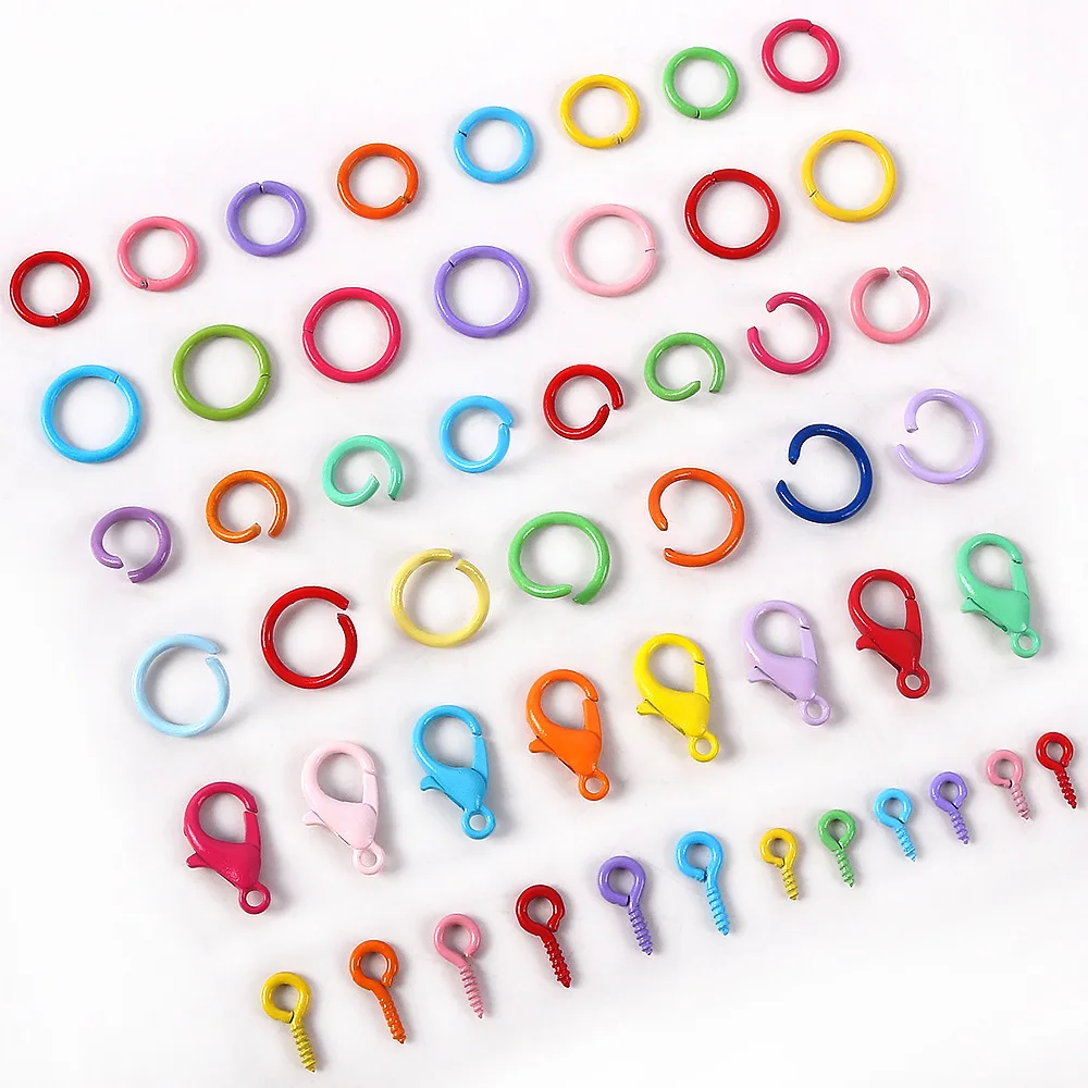 A variety of paint alloy open ring lobster buckle croissant nail T-nail bead spacer DIY connection buckle key ring accessories
