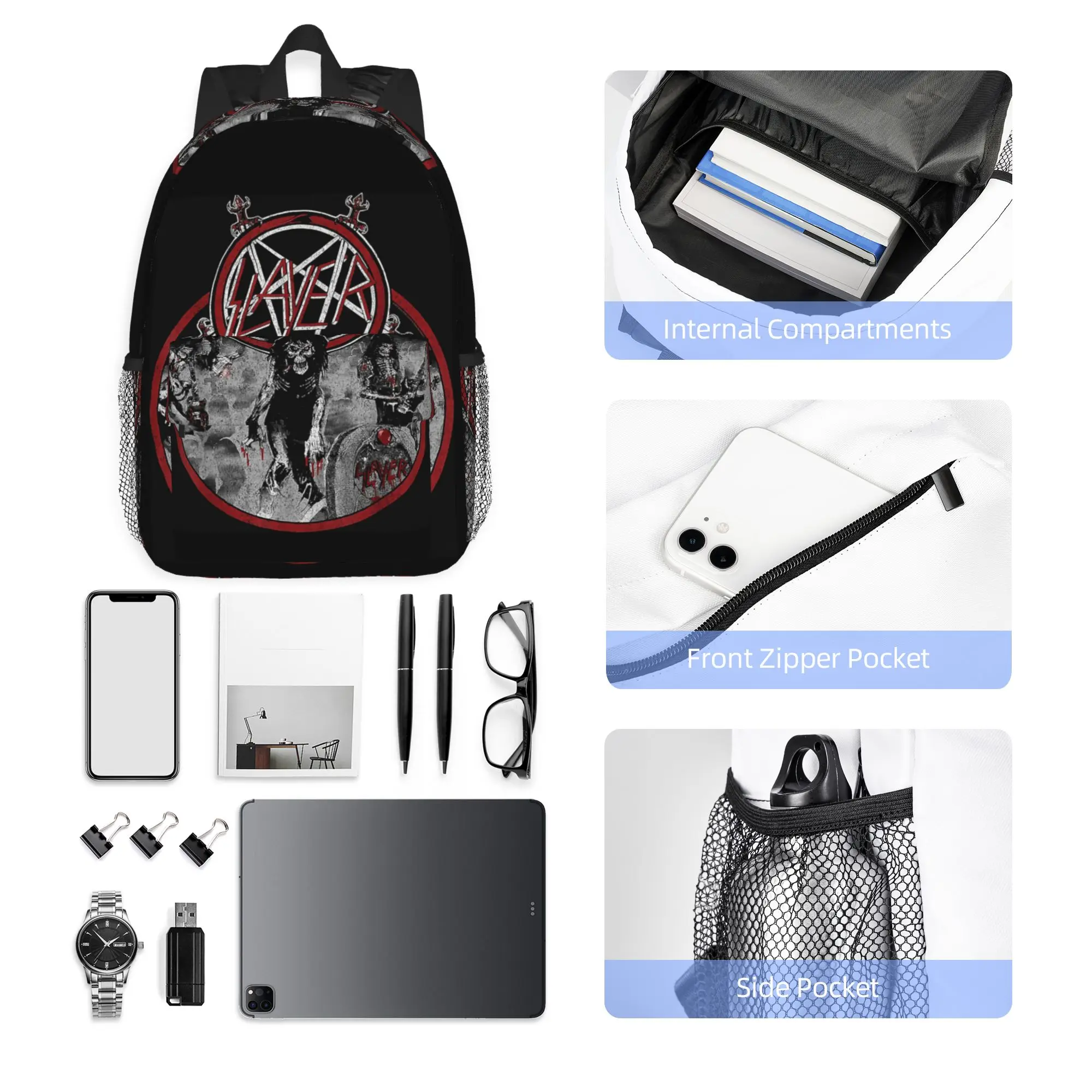 Heavy Metal Rock Slayer Live Undead Backpack Hot Sale Daypack Boys Girls BookBag Shoulder Bags for Men Women School Bag