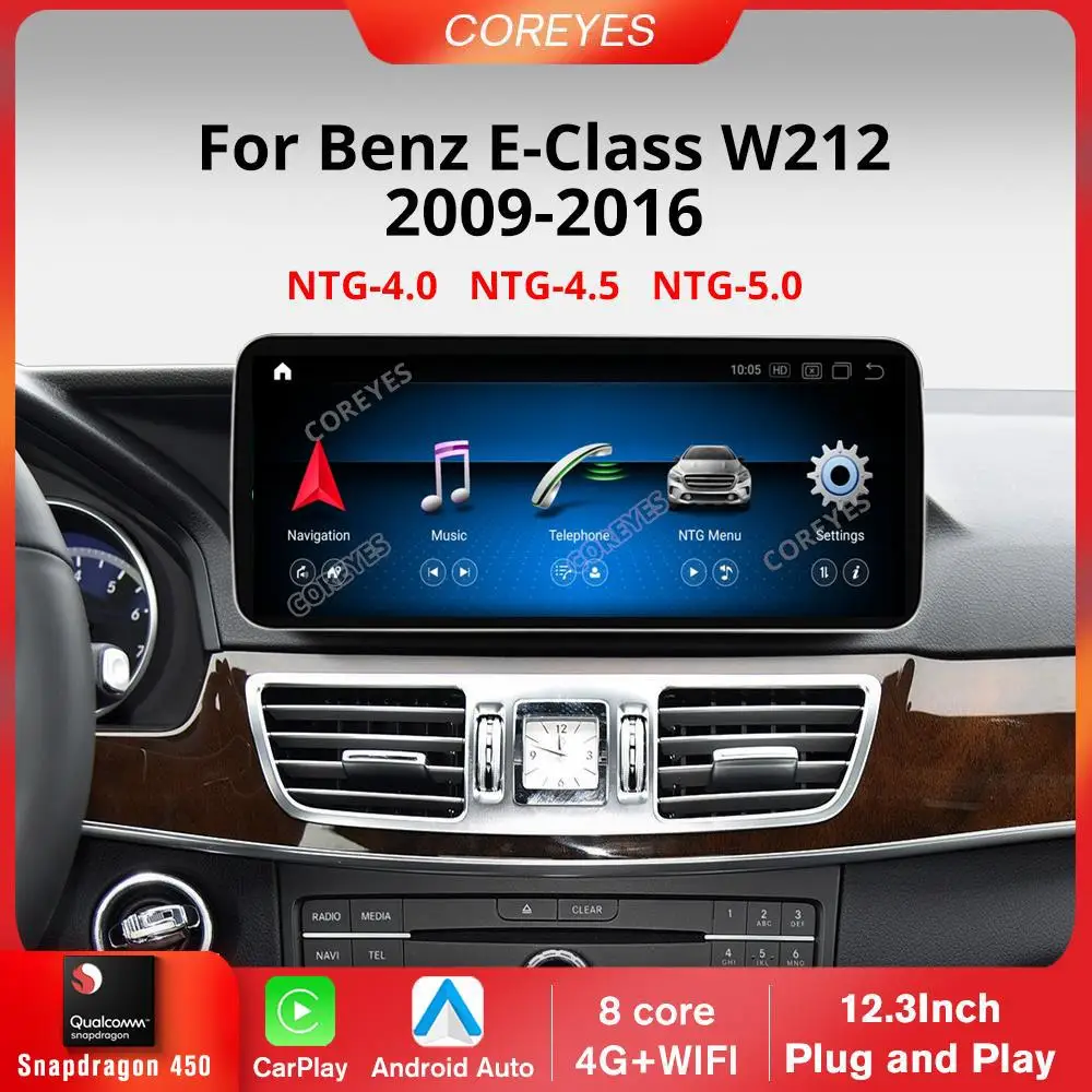 

Автомобильный радиоприемник COREYES 12,3 дюйма, Android 12,0 для Benz W212 2009-2016, GPS-навигация, мультимедийный плеер Carplay, головное устройство 1920*720P BT