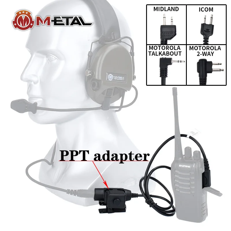 Водонепроницаемый Тактический адаптер для наушников U94 PTT, военный проводной штекер Kenwood Motorola Midland Baofeng, коммуникационные аксессуары для наушников