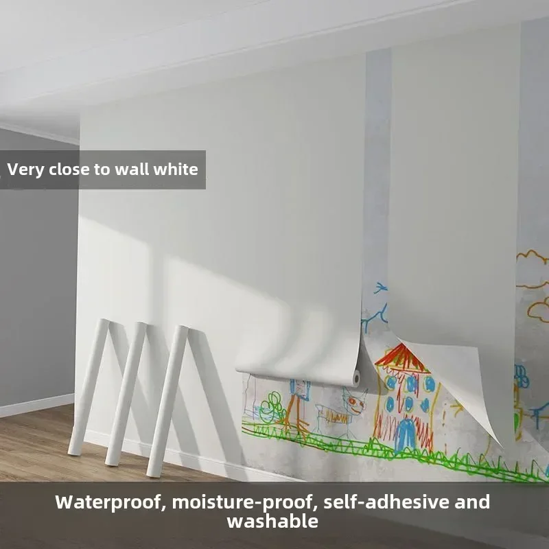 1Roll Beige Matte Waterproof DIY Self Adhesive Vinyl Wallpaper for Livingroom Furniture Wall Kitchen Cabinets Home Wall Decor