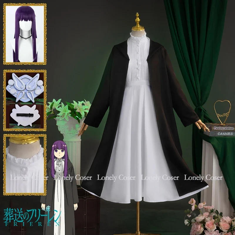 Remote Cosplay Costume Anime Freeze Beyond Journey's End Purple Wig Dress Cloak Trench Hairpin Uniform Freezy Halloween