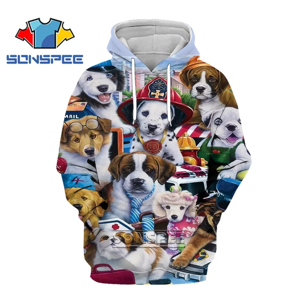 

SONSPEE Casual Loose Itself Hoodie Men Women Double-sided Print Cute Dog Pet Hoodies Unisex Fashion Hip Hop Streetwear Coat
