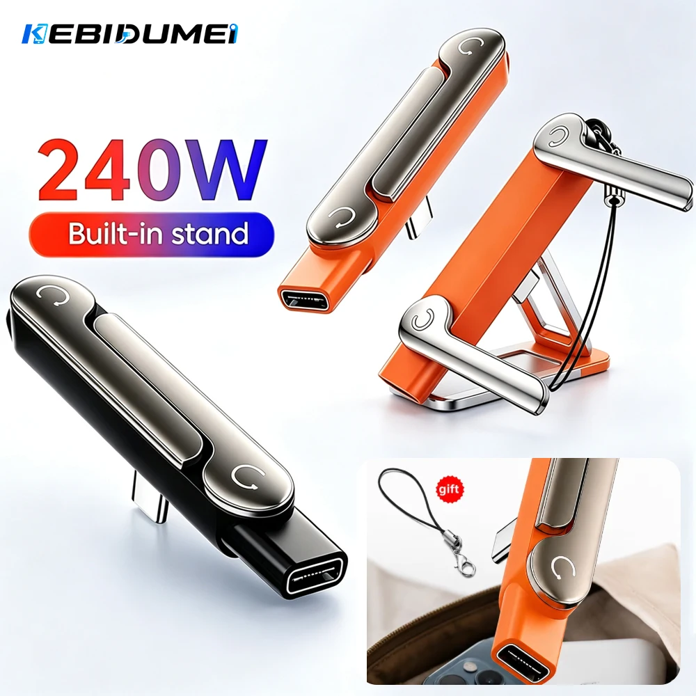KEBIDUMEI 240W Type C Desktop Holder Charging Adapter USB C to USB C Fast Charging Foldable Bracket Connector For Phone PC