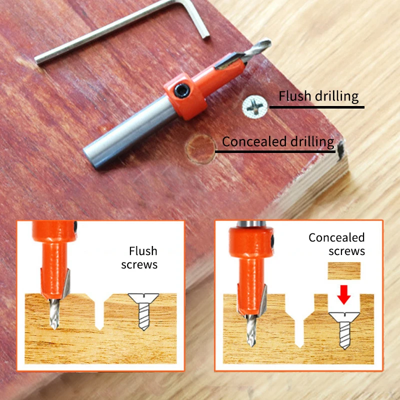 CHOWMASTER 8mm 10mm Shank HSS Woodworking Countersink Router Bit Screw Extractor Remon Demolition for Wood Milling Cutter