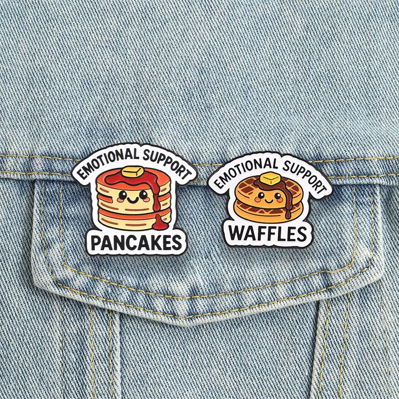Niedliches Emaille-Abzeichen mit Frühstücks-Motiven, lustige Waffel-, Pfannkuchen- und Toast-Anstecknadel, Cartoon-Dekorationsbrosche-Set für Rucksack, Schmuck, Geschenke – Detail 2