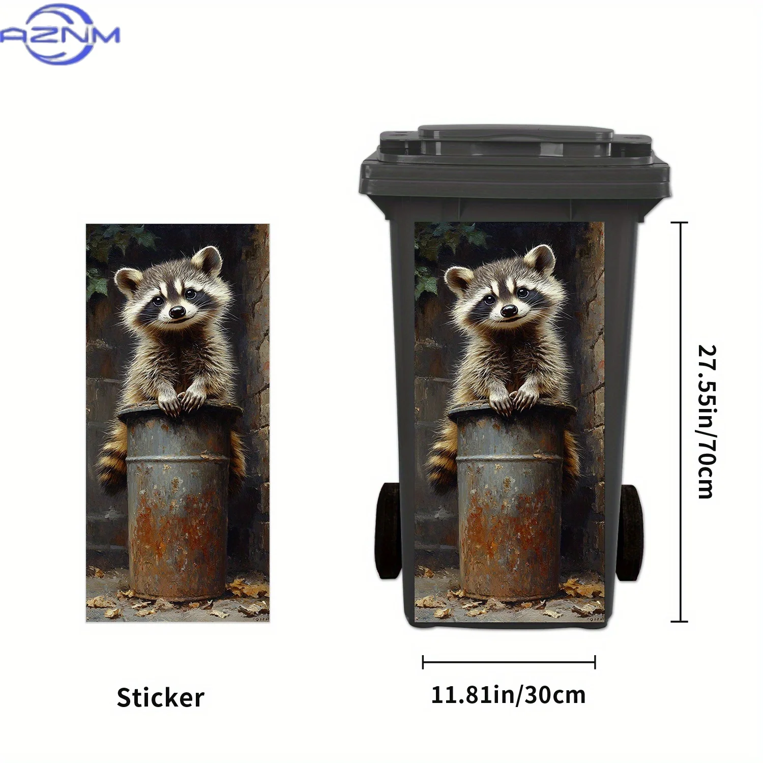 1PCCute Owl Trash Can Sticker- Waterproof Coating, Easy to Clean Surface, Suitable for Standard Size x cm Trash Can, Durable a