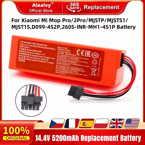 14.4V 5200mAh Replacement D099-4S2P Battery For Xiaomi Mi Robot Vacuum-Mop 2 Pro Vacuum-Mop 2 MJSTS1 C101 MJSTP 74.88W
