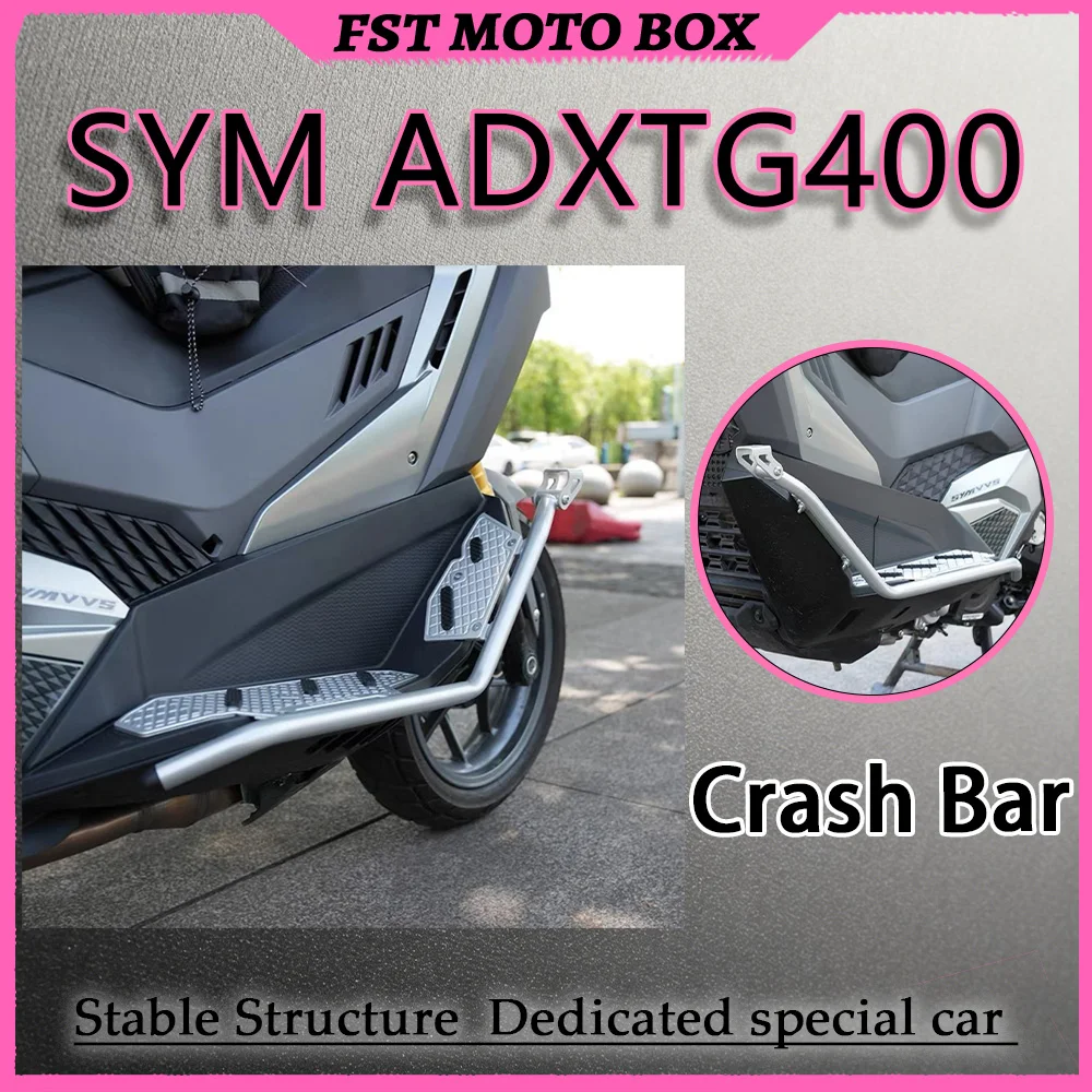 FOR SYM ADXTG400 Custom Front Crash Bar Aluminum Integrated Bumper Anti-Fall Bar with Widened Foot Pegs for Motorcycle Safety