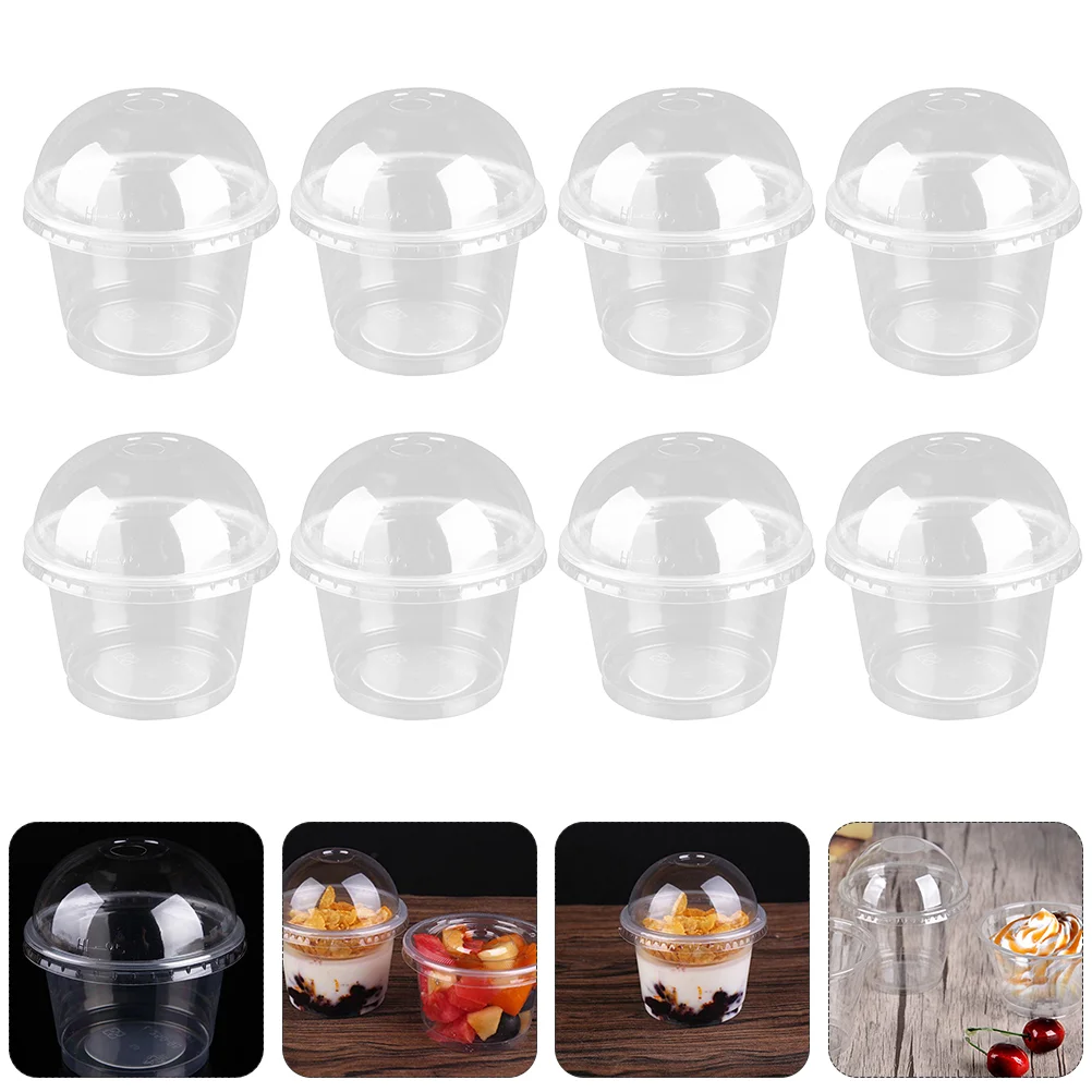 Disposable Dessert Cup Pudding Cups Yogurt Cupcake Creative Transparent Salad with Lids Jelly Mousse Thickened Storage Paper