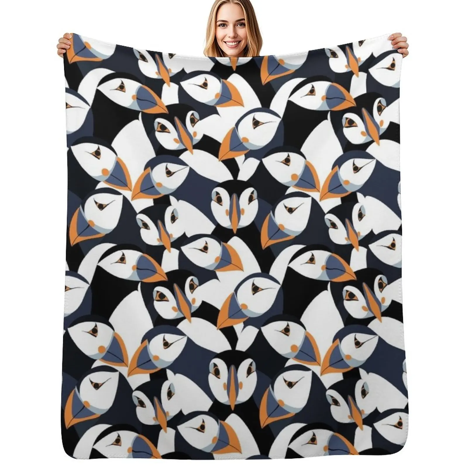 Puffins with orange beaks Throw Blanket Softest Moving Fashion Sofas Decoratives anime Luxury Brand Blankets