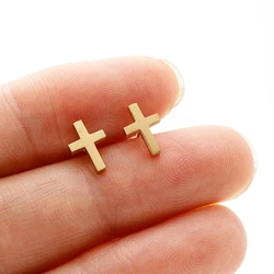 1 Pair Punk Korean Earrings Cross Stainless Steel Earrings Cross Stud Earrings Women Jewelry Studs Small Earrings