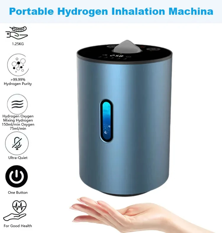 Silent Portable Hydrogen Inhaler, 99.999% Purity Hydrogen Water Generator, 150ml-225ml Hydrogen Oxygen Breathing Machine