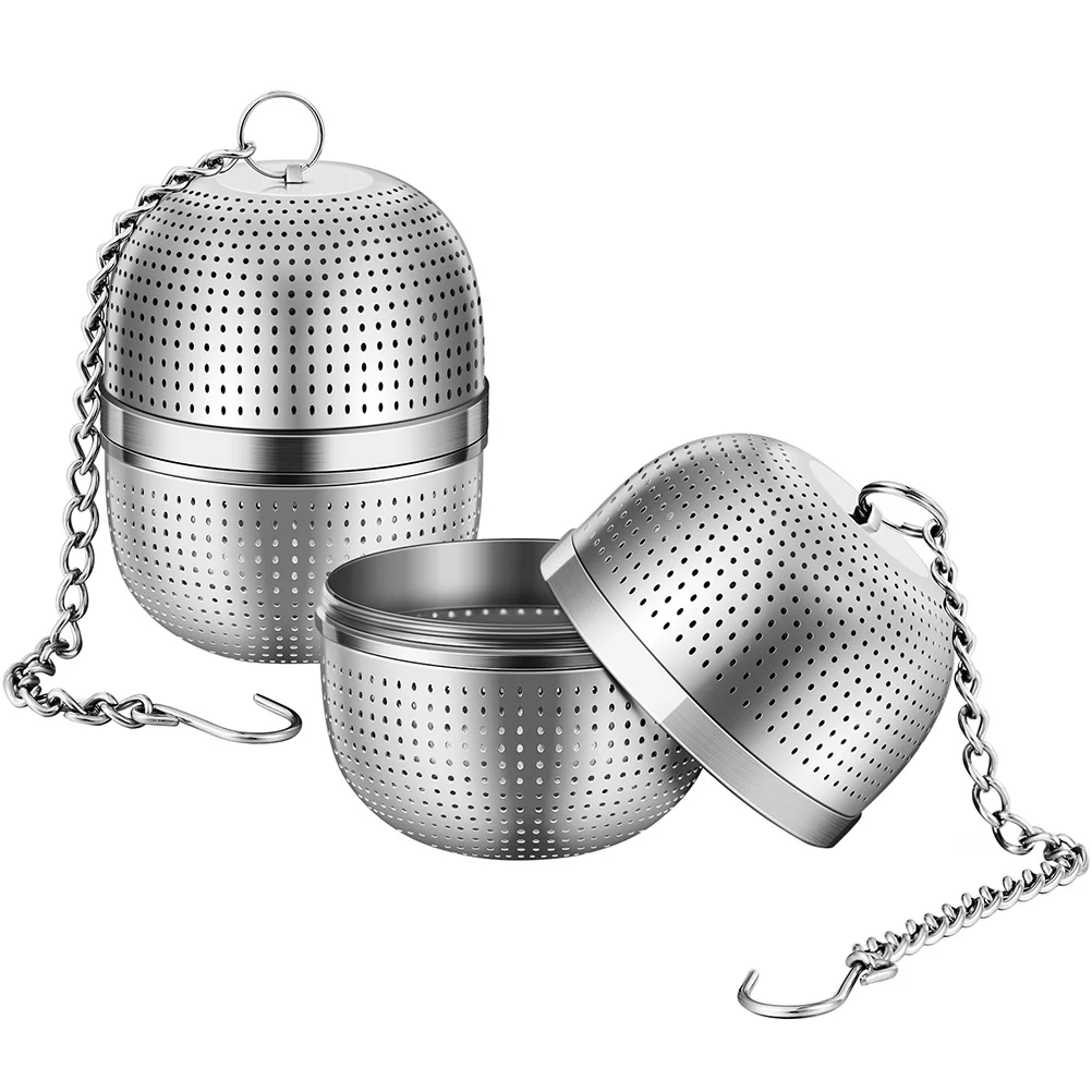 

2pcs Stainless Steel Tea Infuser Loose Leaf Strainer Kitchen Tea Ball Filter Resistant Practical Steeper Household