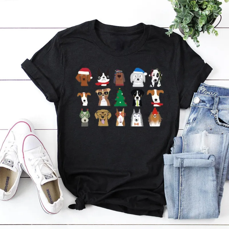 Christmas Dog Shirt Short Sleeve Top Tees O Neck Dog Owner Fashion 100% Cotton Streetwear harajuku y2k goth kawaii Drop Shipping