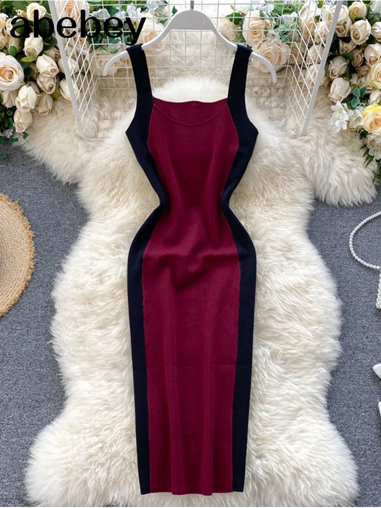 الصيف المرأة الحياكة غمد رسائل تانك فستان أنثى Bodycon محبوك بروتيل أكمام المرقعة فساتين صغيرة للمرأة