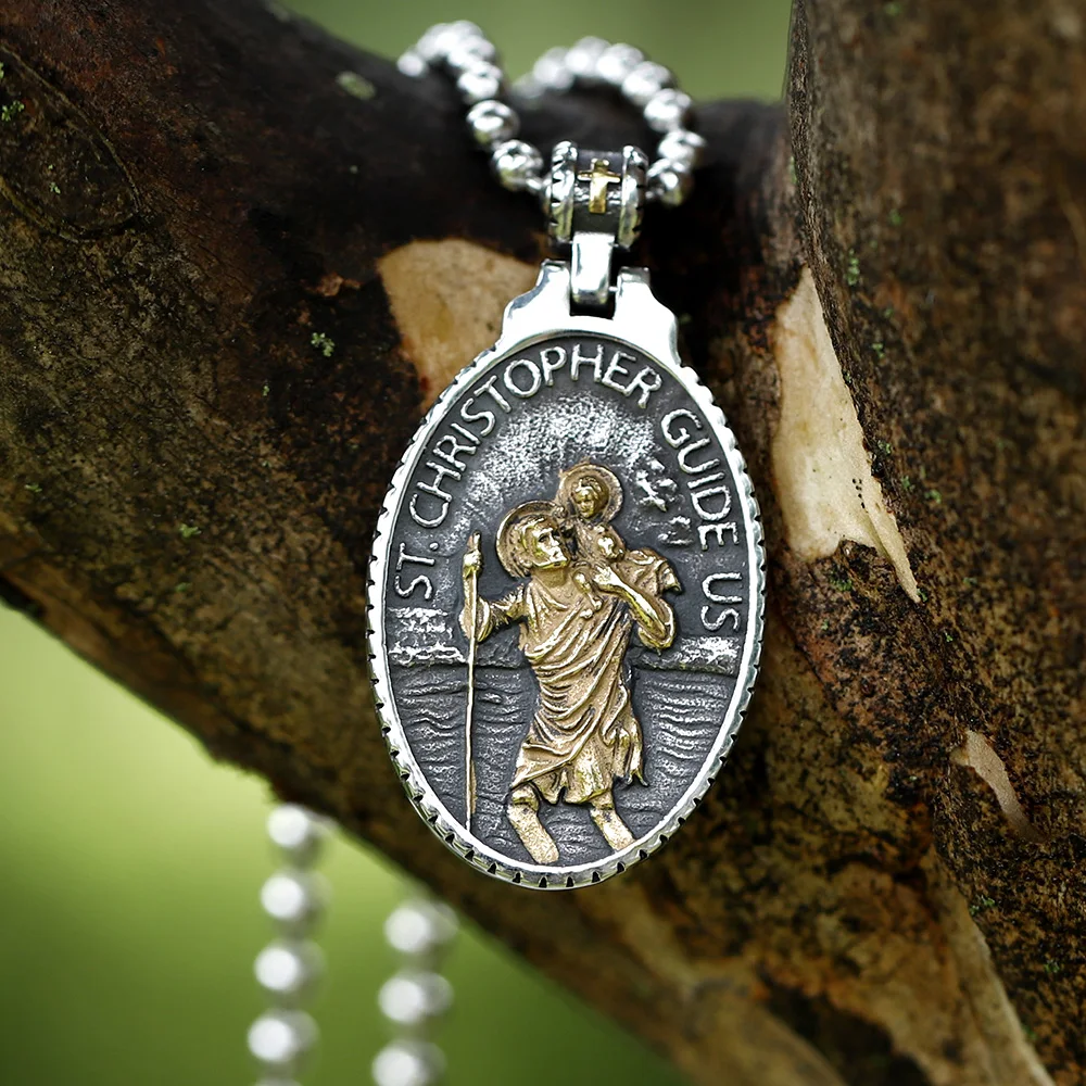 سلسلة قلادة مستديرة للرجال ، قديس المسافرين عبر الزمن ، رئيس الملاك مايكل ، مجوهرات الفولاذ المقاوم للصدأ 316L ، راعي جديد