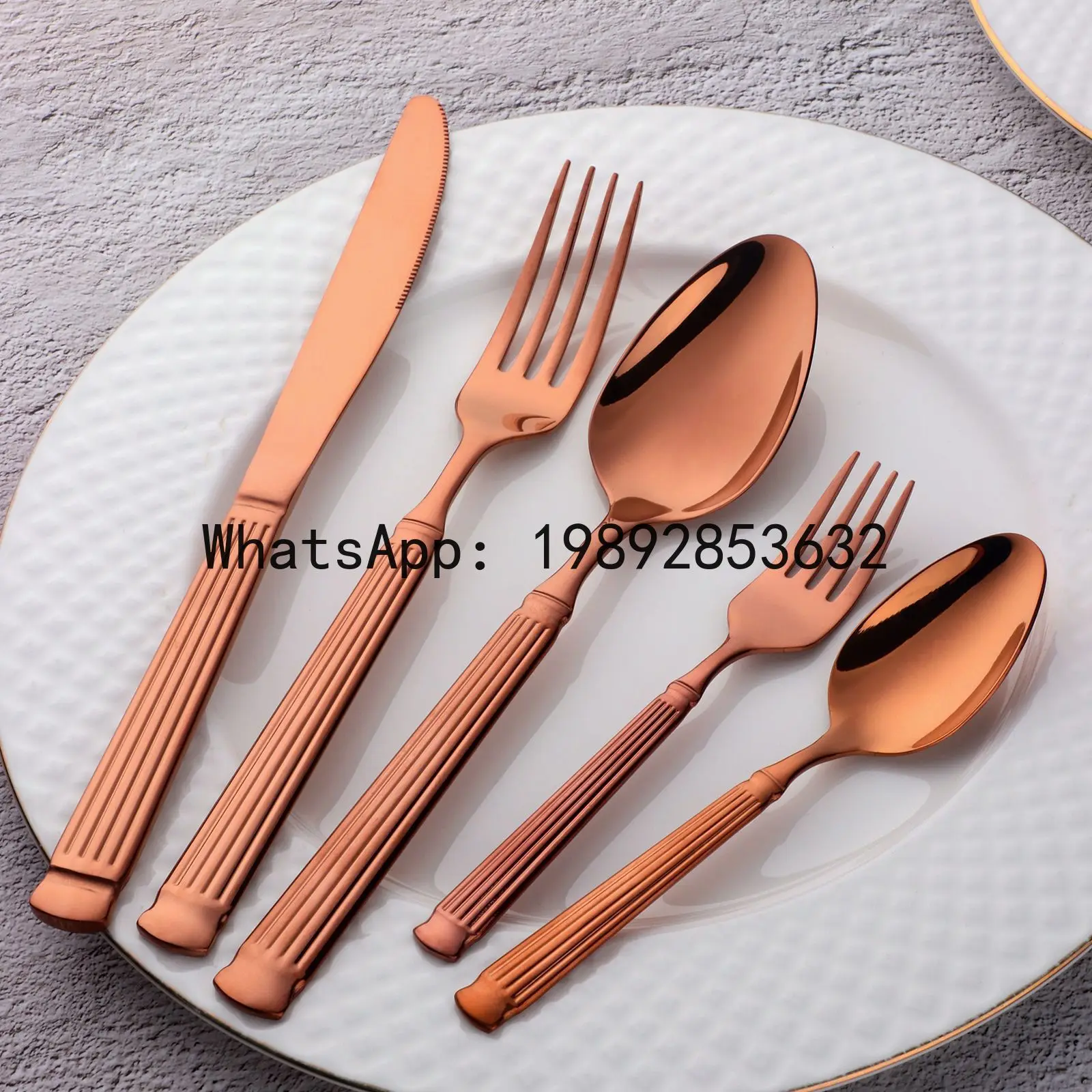 

stainless steel straight groove five-piece cutlery set - knife, fork, western cuisine, steak knife, fork, spoon