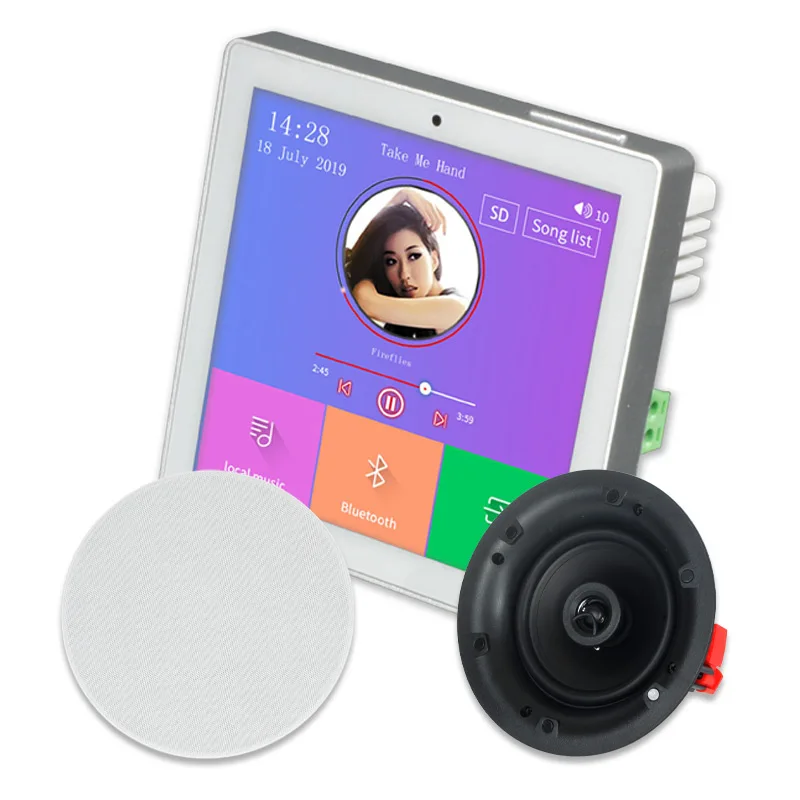 Smart Home Stereo Amplifier 4 Channel 4X30W 4 Inch Touch Screen in Bluetooths Wall