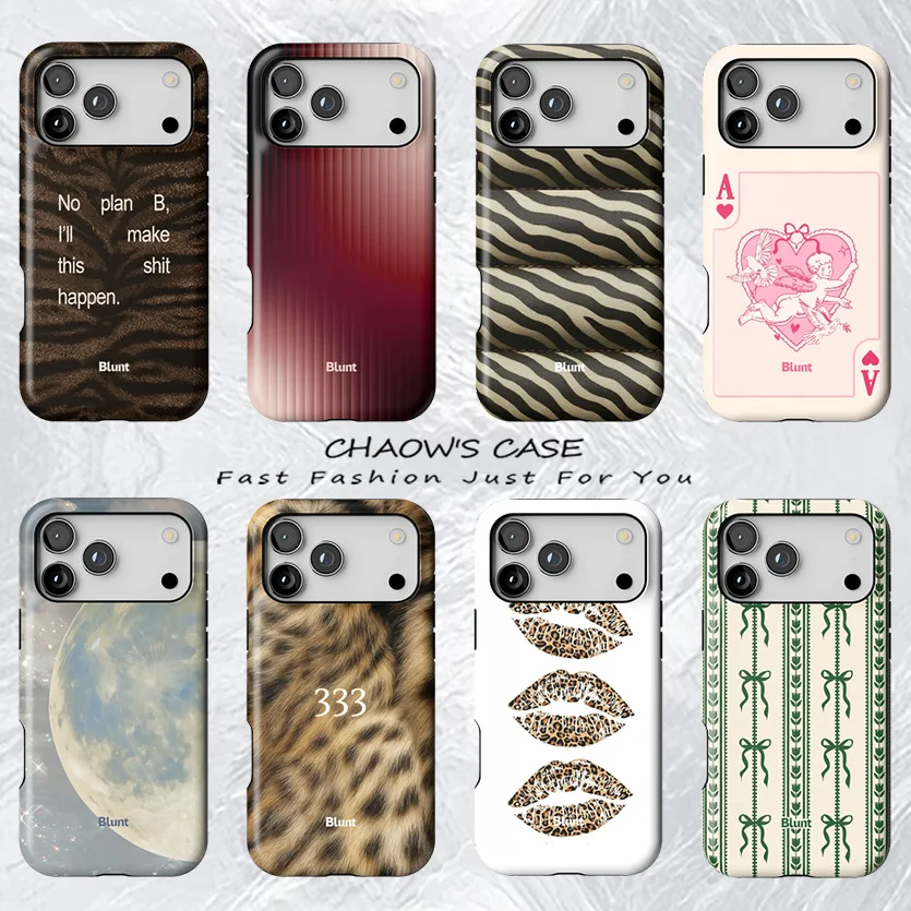 

Luxury Blunts INS Retro Bow & Leopard Lip Phone Case for iPhone 17 17e 16e 16 15 14 13 12 11 Air Pro Max Plus Double-layer Cover