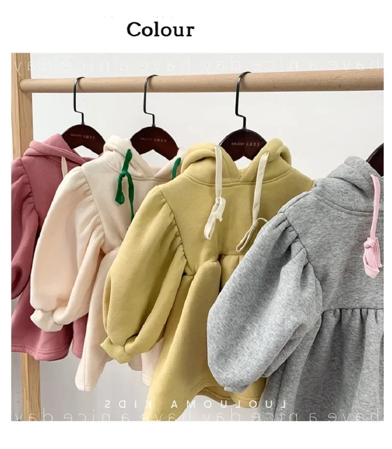 Precioso invierno para niñas, Sudadera con capucha larga y cálida de lana, sudaderas de algodón para bebés, traje para niños, abrigo, Tops, prendas de vestir exteriores para niños de 2 a 8 años