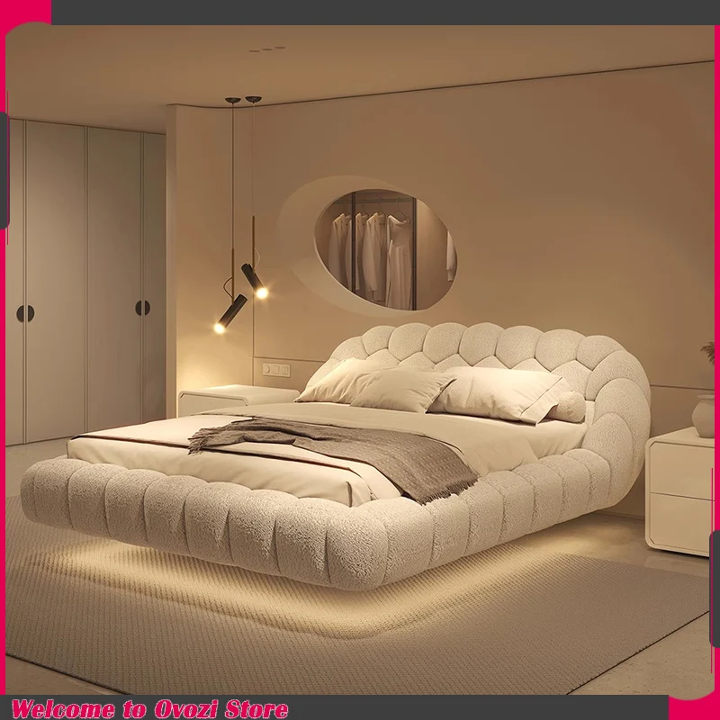

Events White Cream Bed Cloud Big Size Interior Fashion Comfortable Ergonomic Bed Save Space Letto Matrimoniale Home Furniture