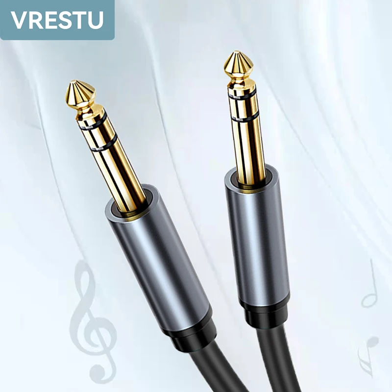 6.5 do 6.35mm Instrument kabel gitarowy 6.5mm Stereo 6.5 Jack 1/4 TRS z męskiego na męskie Cabo niezrównoważony Patch Cord do wzmacniacza mikser