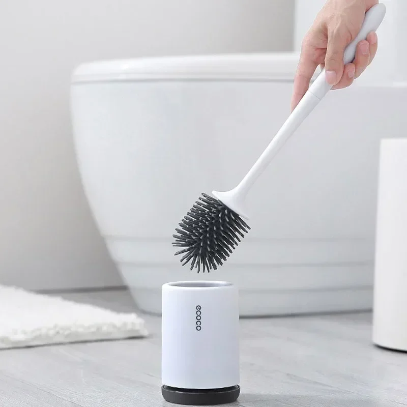 

Silicone Head Toilet Brush Quick Draining Clean Tool Wall-Mount Or Floor-Standing Cleaning Brush Bathroom Accessories