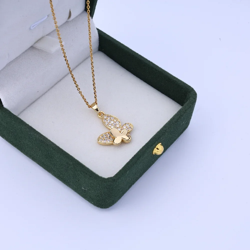 قلادة جميلة للنساء - قلادة بقلادة من سلسلة الفراشة، زركون نحاسي مرصع بالزركون، فاخر خفيف بسيط، مجوهرات متخصصة
